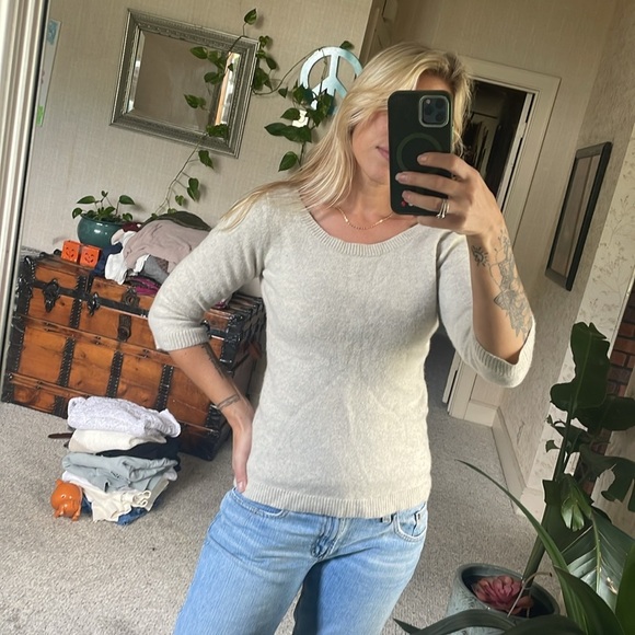 Banana Republic Women's Heather Gray Cashmere Sweater Top - Picture 3 of 11